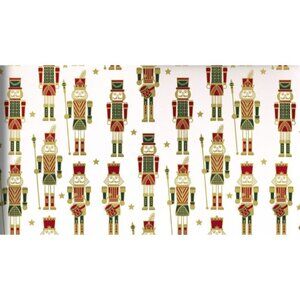 Hallmark Wrapping Paper Christmas Nutcrackers Metallic Cream 22.5 sq ft Roll